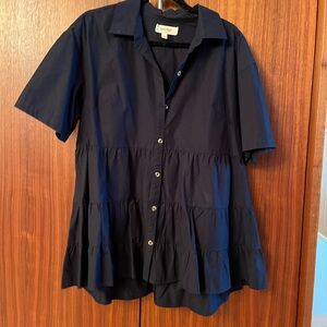 Anthropologie Black Button Down Tunic